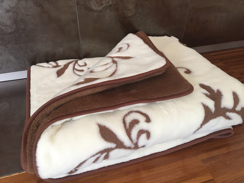 KOŁDRA WEŁNIANA CAMEL CIEMNY + KASZMIR SZLACHECKI 140x200