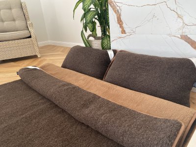 POŚCIEL WEŁNIANA MERYNOS SYBERIA DZIKI BRĄZ + CAMEL CIEMNY 160X200 + PODKŁAD