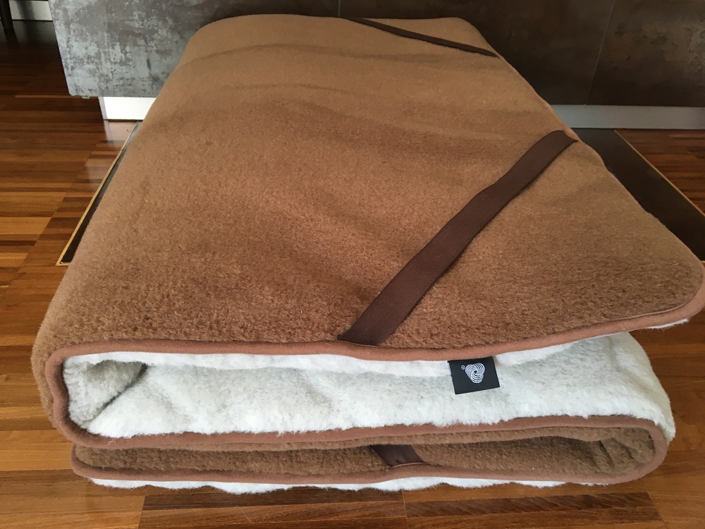 MATERAC WEŁNIANY ALPAKA JASNA CARO + CAMEL CIEMNY 100X200