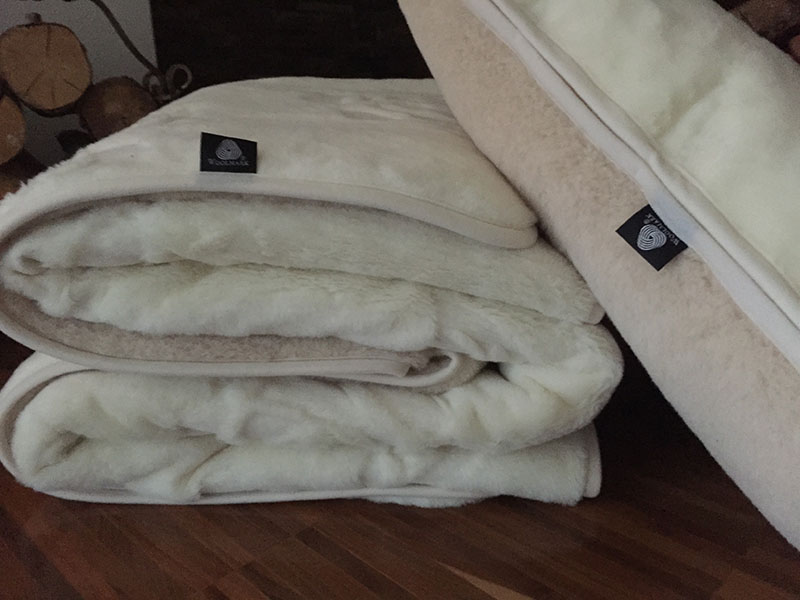 KOŁDRA WEŁNIANA CAMEL CAPPUCCINO + KASZMIR RÓŻA 180X200