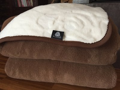 KOŁDRA WEŁNIANA CAMEL CIEMNY + KASZMIR RÓŻA 220X200