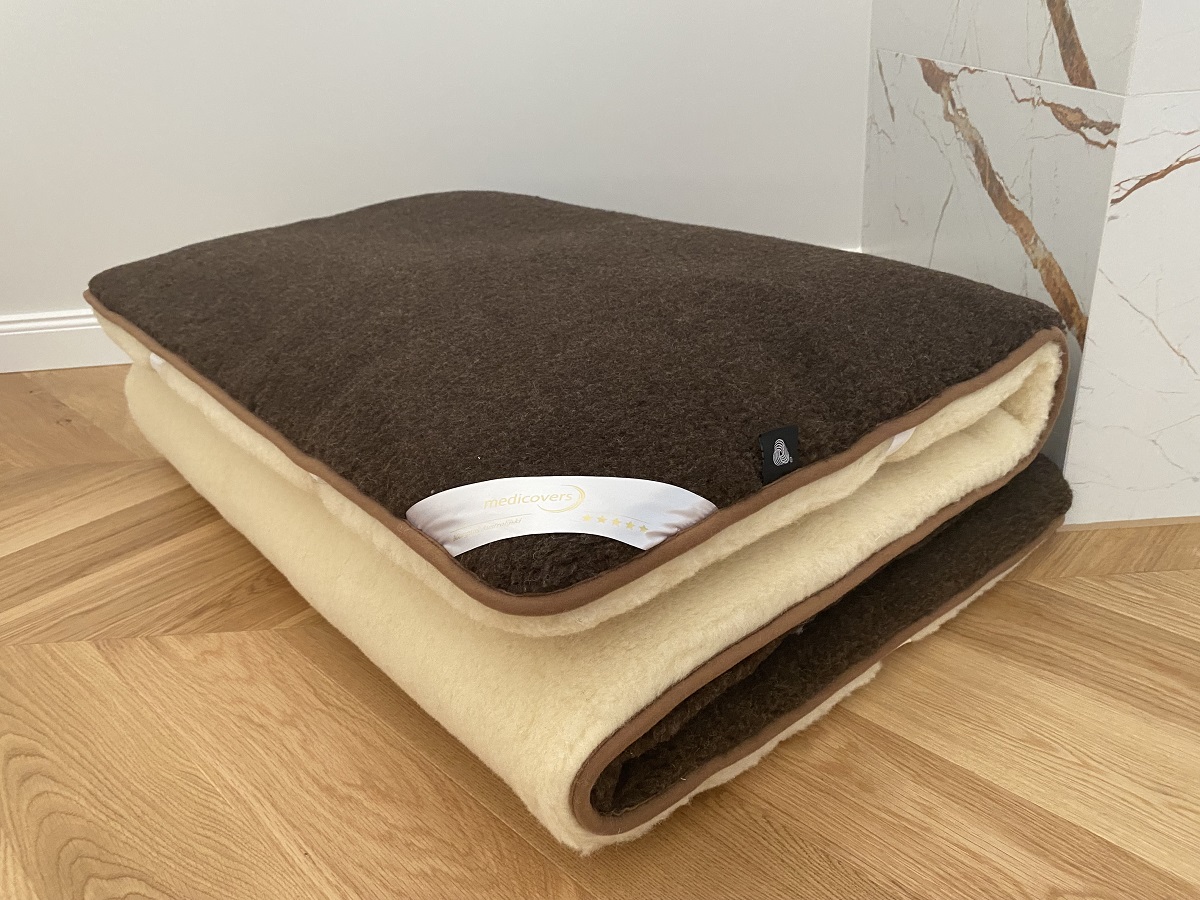 MATERAC WEŁNIANY MERYNOS DZIKI BRĄZ + NATURAL SYBERIA 180x200