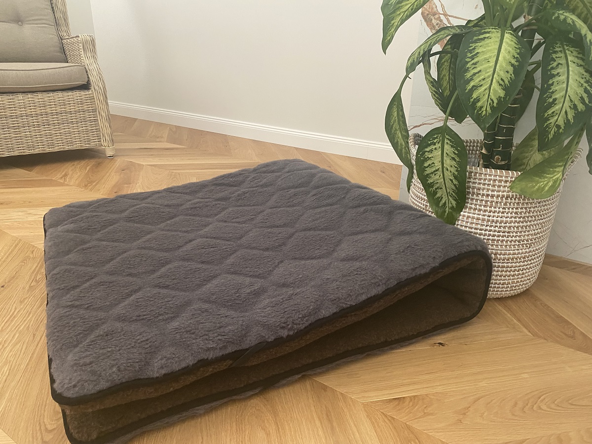 MATERAC WEŁNIANY MERYNOS DZIKI BRĄZ SYBERIA + ALPAKA CIEMNA CARO 90x200