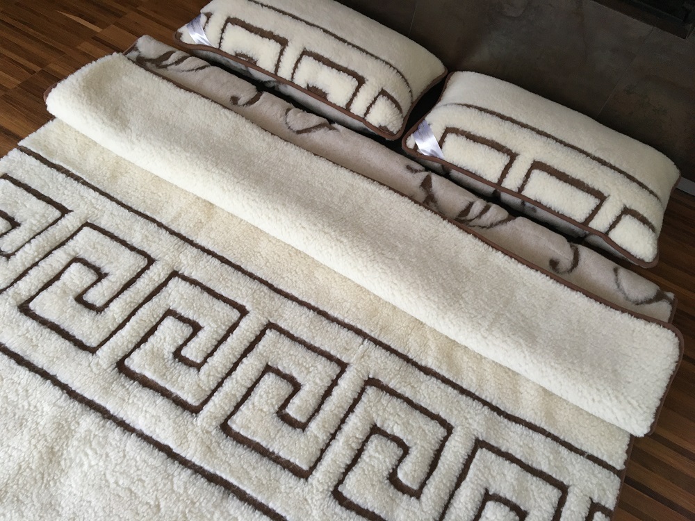 POŚCIEL WEŁNIANA CAMEL BOHO + MERYNOS TUMBLER GREKA 240x200 + PODKŁAD