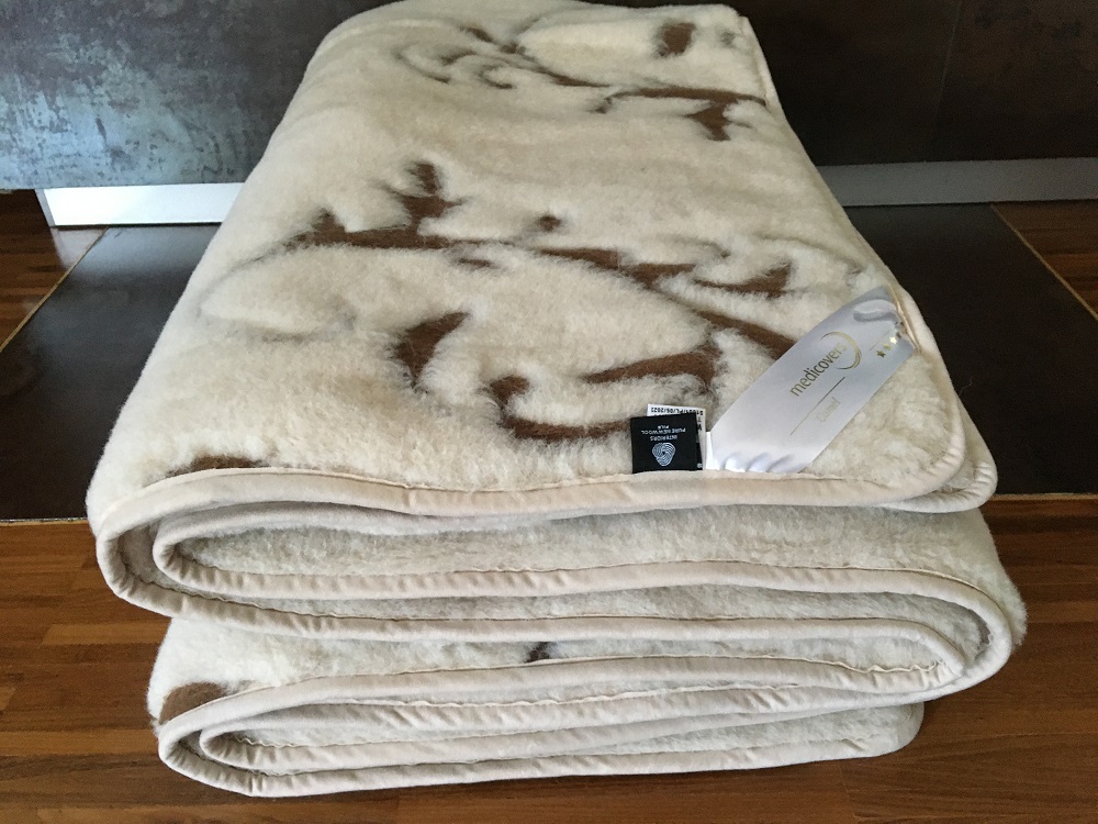 KOŁDRA WEŁNIANA 140X200 CAMEL JASNY BOHO