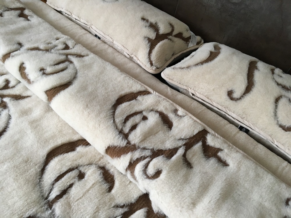 POŚCIEL WEŁNIANA CAMEL JASNY BOHO 160x200 + MATERAC