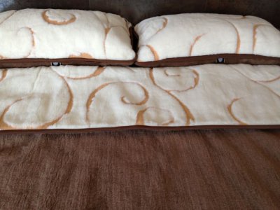 POŚCIEL WEŁNIANA CAMEL CIEMNY + KASZMIR GOLD 220x200