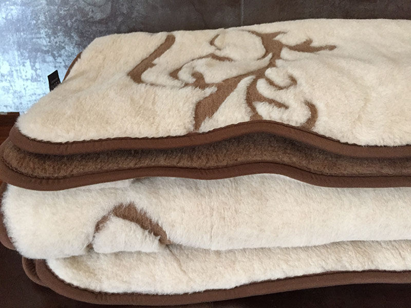 KOŁDRA WEŁNIANA 180X200 CAMEL CIEMNY + CAMEL JASNY SZLACHECKI