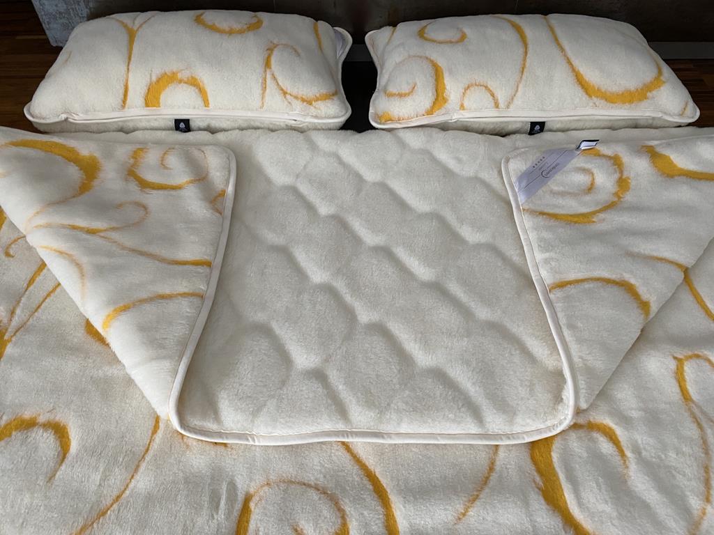 POŚCIEL WEŁNIANA KASZMIR GOLD + KASZMIR CARO 160x200 + PODKŁAD