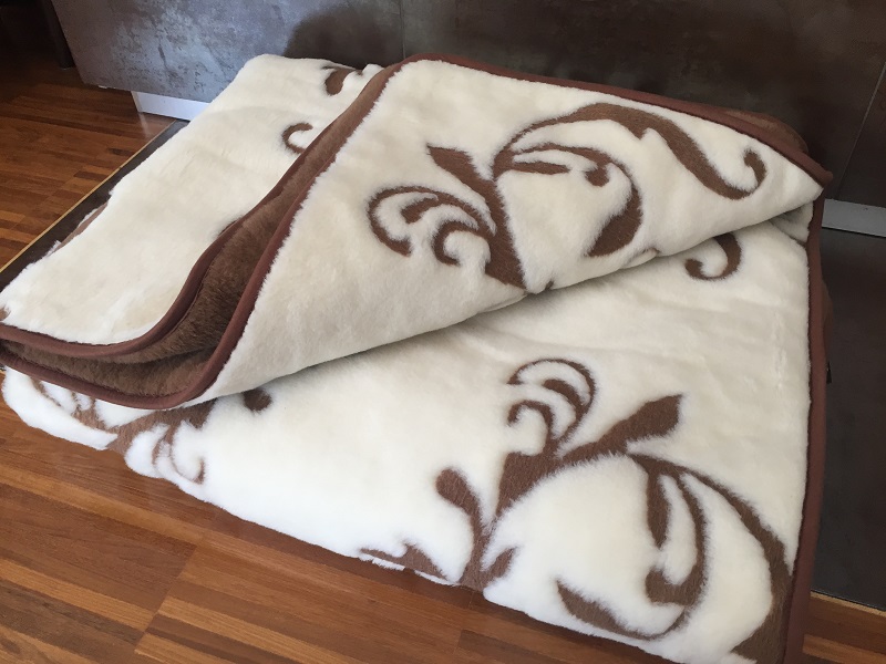 KOŁDRA WEŁNIANA CAMEL CIEMNY + KASZMIR SZLACHECKI 140x200