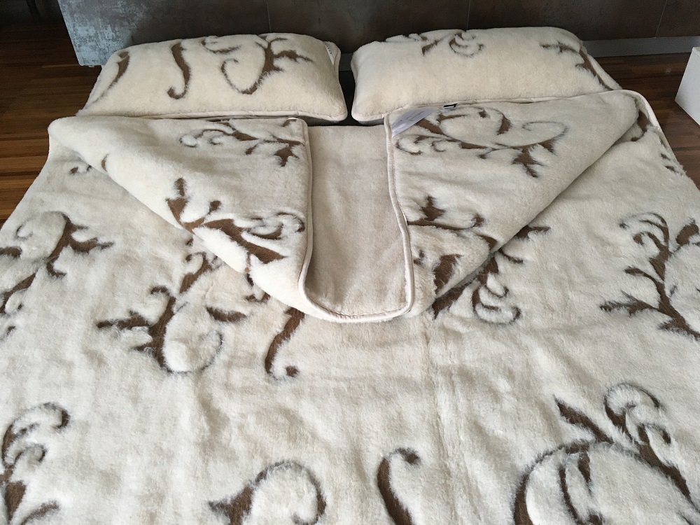 POŚCIEL WEŁNIANA CAMEL JASNY BOHO 160x200 + MATERAC