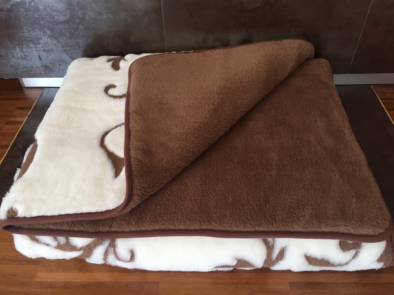 KOŁDRA WEŁNIANA CAMEL CIEMNY + KASZMIR SZLACHECKI 140x200