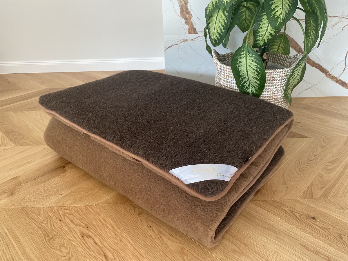 MATERAC WEŁNIANY MERYNOS DZIKI BRĄZ SYBERIA + CAMEL CIEMNY 180x200