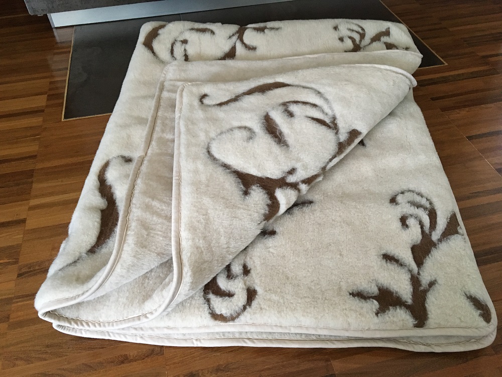 KOŁDRA WEŁNIANA 140X200 CAMEL JASNY BOHO