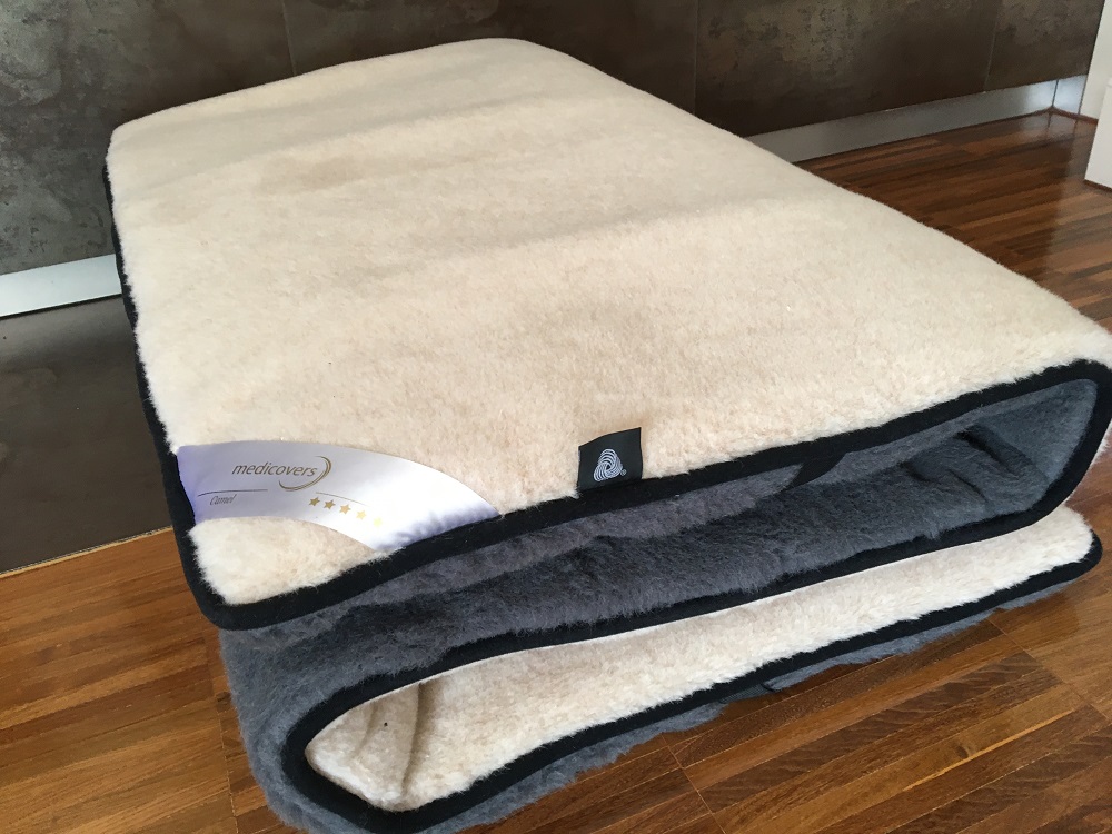 MATERAC WEŁNIANY ALPAKA CIEMNA CARO / CAMEL JASNY 100x200