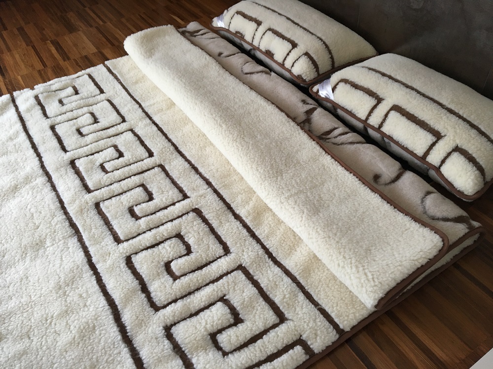 POŚCIEL WEŁNIANA CAMEL BOHO + MERYNOS TUMBLER GREKA 240x200 + PODKŁAD