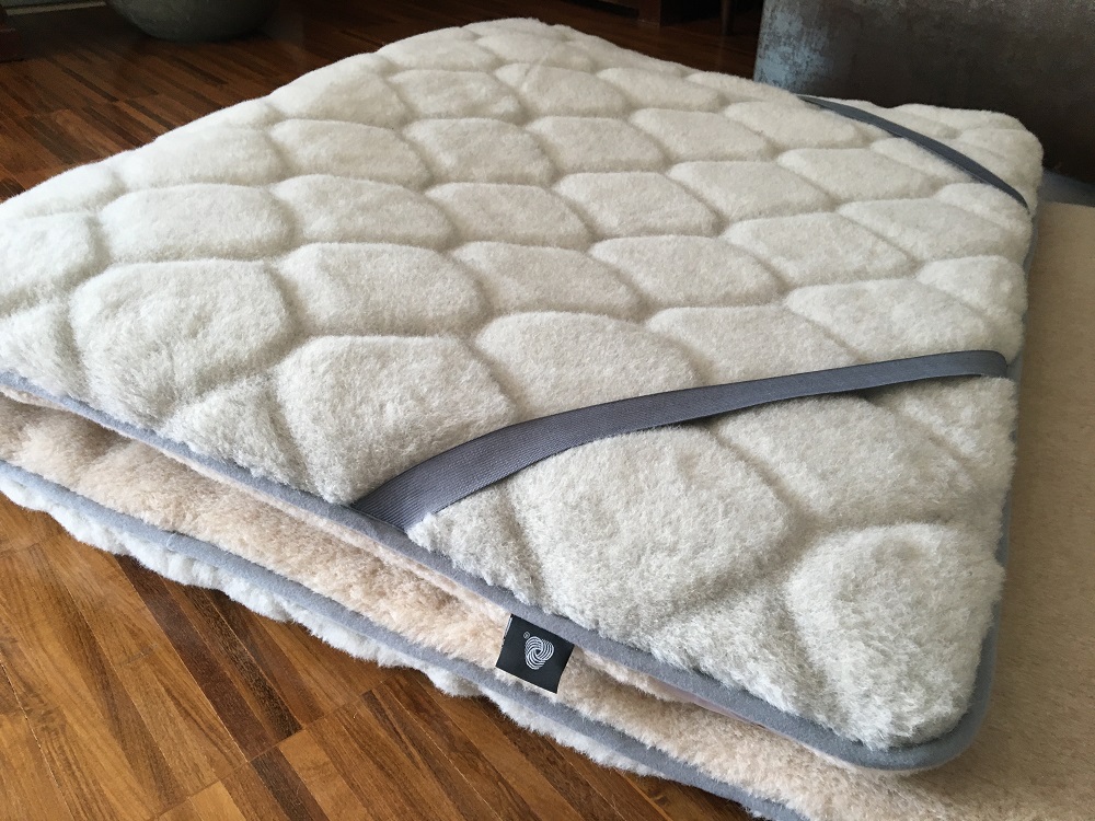 MATERAC WEŁNIANY ALPAKA JASNA CARO + CAMEL JASNY 220X200