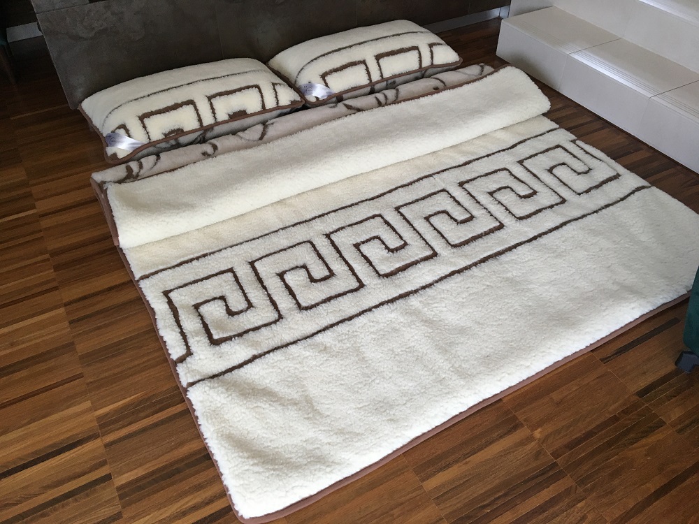 POŚCIEL WEŁNIANA CAMEL BOHO + MERYNOS TUMBLER GREKA 240x200 + PODKŁAD