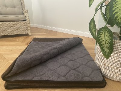 KOŁDRA WEŁNIANA MERYNOS SYBERIA DZIKI BRĄZ + ALPAKA CIEMNA CARO 160X200