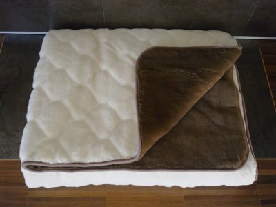 KOŁDRA Z WEŁNY KASZMIR WYTŁACZANY + CAMEL CIEMNY 140x200