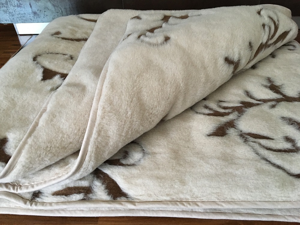 KOŁDRA WEŁNIANA 140X200 CAMEL JASNY BOHO