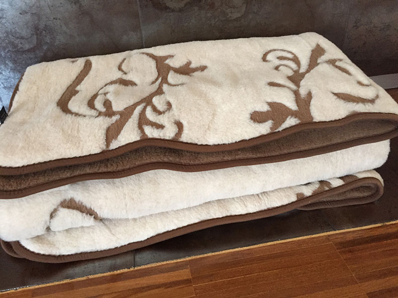 KOŁDRA WEŁNIANA 180X200 CAMEL CIEMNY + CAMEL JASNY SZLACHECKI